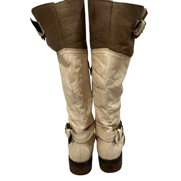 Manas Tall Fold-Down Faux Fur Lined Leather Boots, Sz 38 - Picture 5 of 16